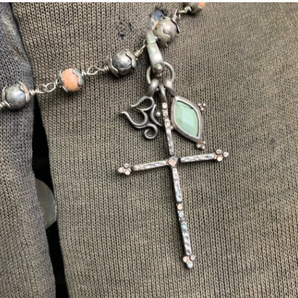 Lucky Brand cross and charms beaded necklace - Picture 6 of 8